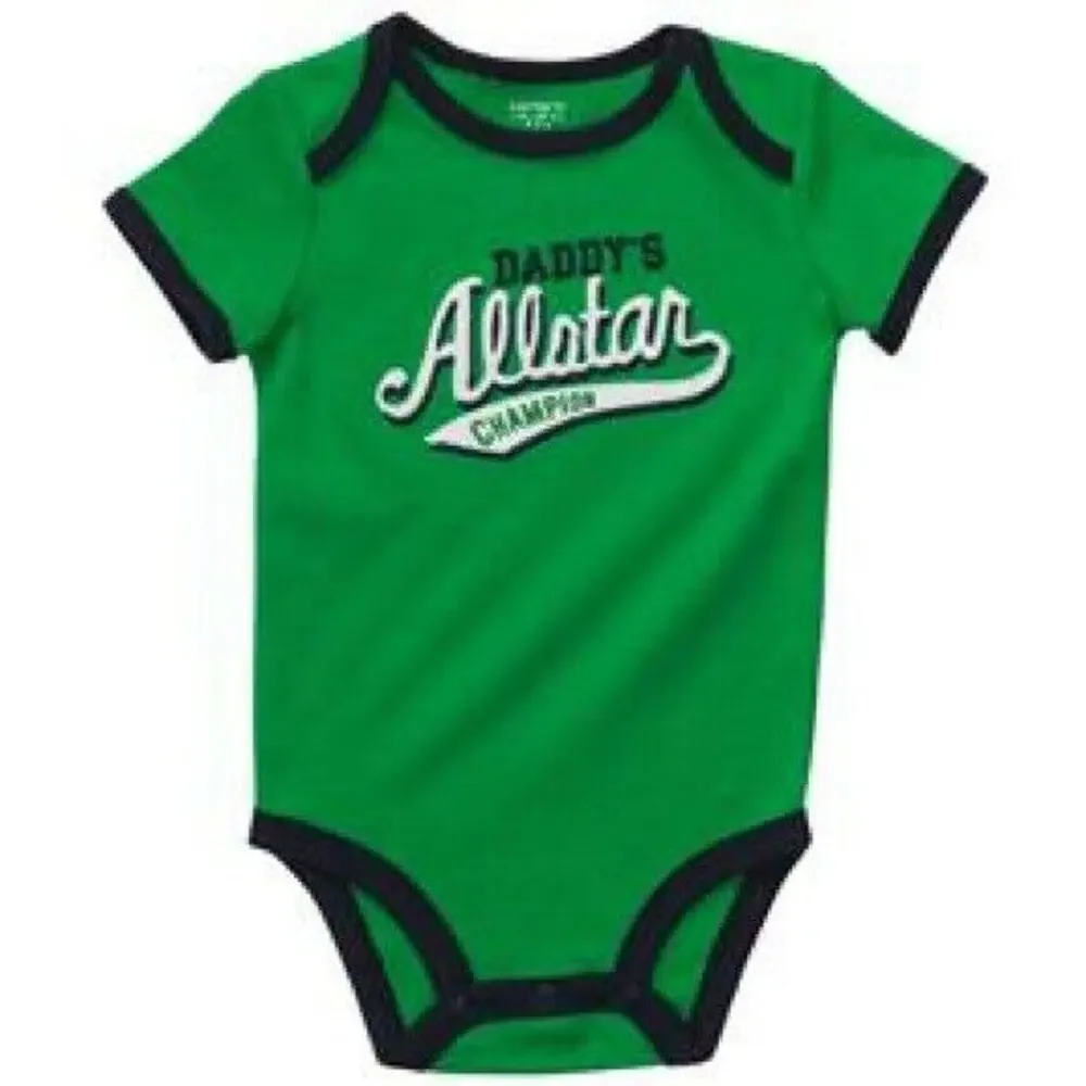Carter's Boys Bodysuit‎ Size 3 Months Daddy's Allstar Champion Green NEW